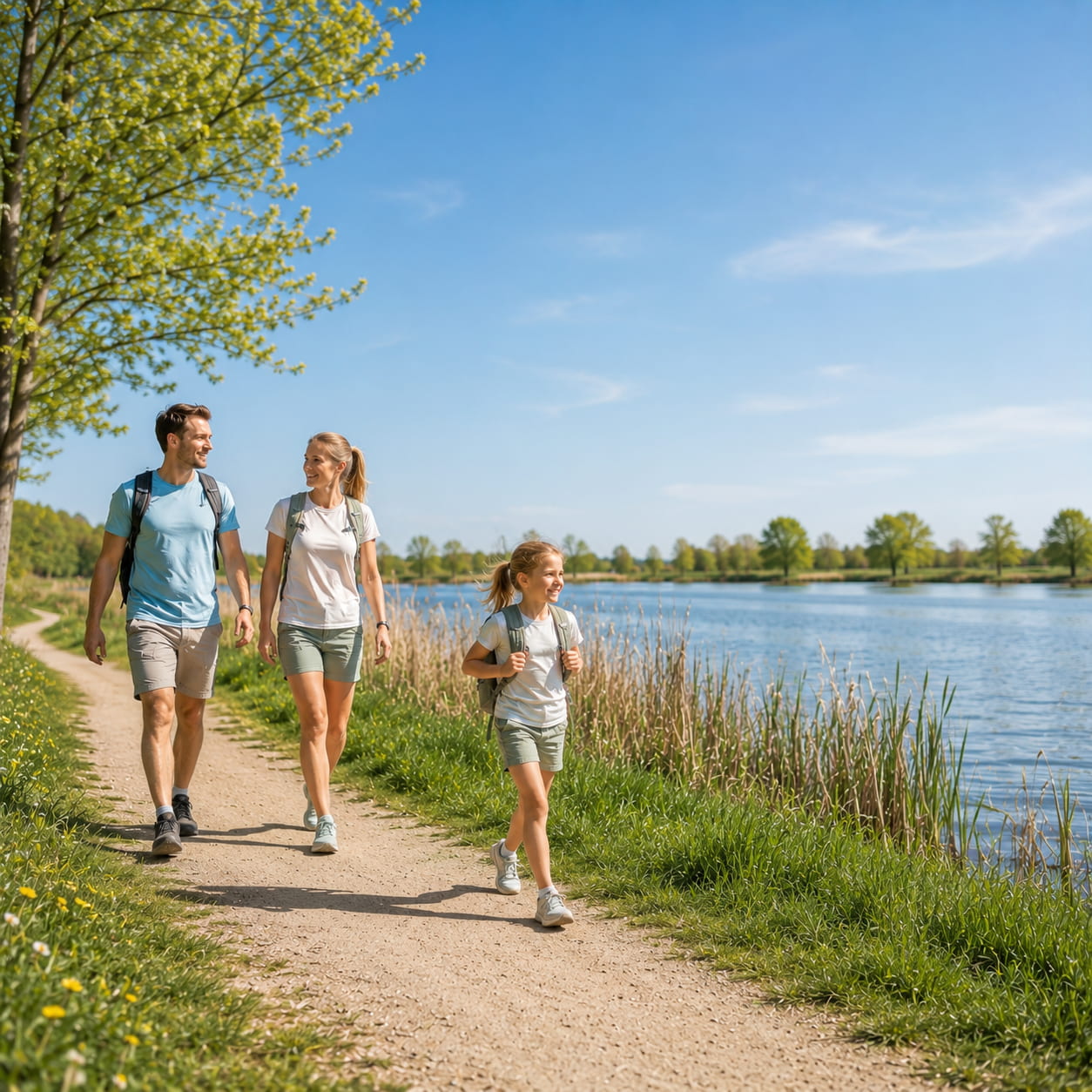 Wandelaars op een bergpad in de natuur.